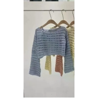 2024 Y2K Long Sleeve Crochet Knit Top Summer Beach Bikini Cover Up Crop Pullover Wool Knitwear Blouse Women Vacation Boho Outfit