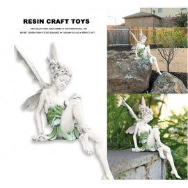 Flower Fairy Sculpture Garden Landscaping Yard Art Ornament Resin Turek Sitting Statue Outdoor Angel Figurines Craft Decoration
