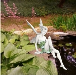 Flower Fairy Sculpture Garden Landscaping Yard Art Ornament Resin Turek Sitting Statue Outdoor Angel Figurines Craft Decoration