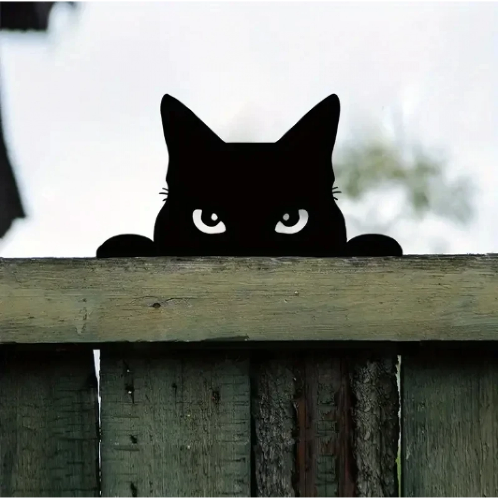 DDONKL 1pc Cat Sculpture Gifts Lawn Ornament Black Metal Peeping Cat Cats Yard Sculpture Iron Art Silhouette Garden Decoration