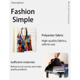 Colorful kitten printed casual handbag, reusable fashionable backpack, multifunctional handbag, printed canvas shopping bag